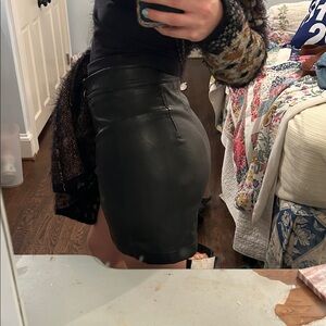 Black Zippered Leather Skirt